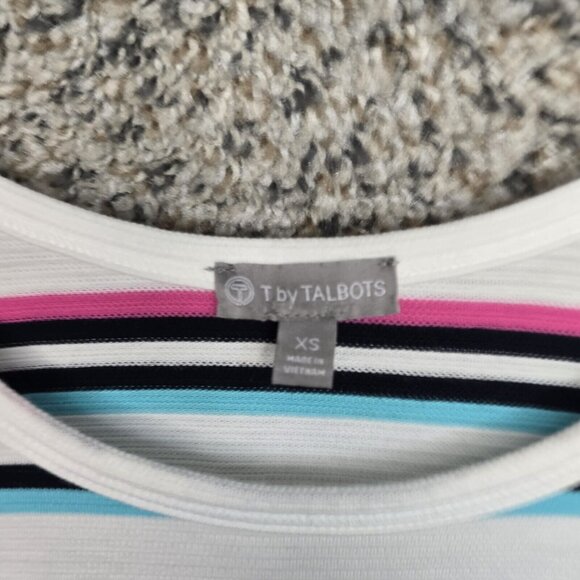T by Talbots Top Womens XS Blue Striped Scoop‎ Neck Oversized Tee Casual Ladies - Picture 6 of 7